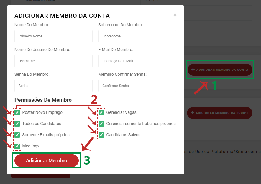 Adicionar novo membro a conta